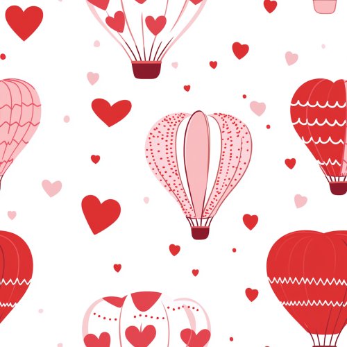 pink and red valentine's day hot air balloons