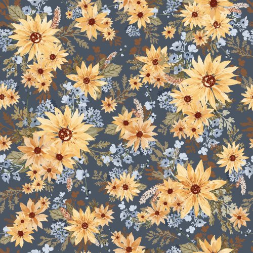 Watercolor sunflowers paired with filler florals in a farmhouse style