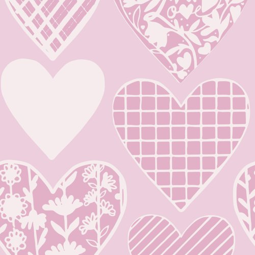 watercolor hearts with designs on pink background