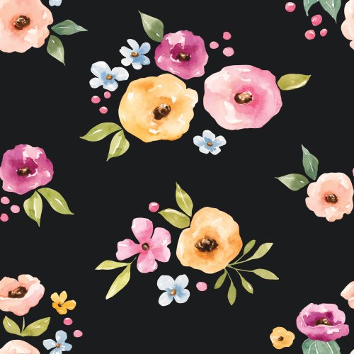 Watercolor floral fabric design