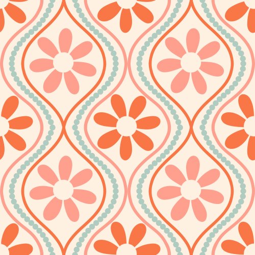 Retro daisy stripe in peach 