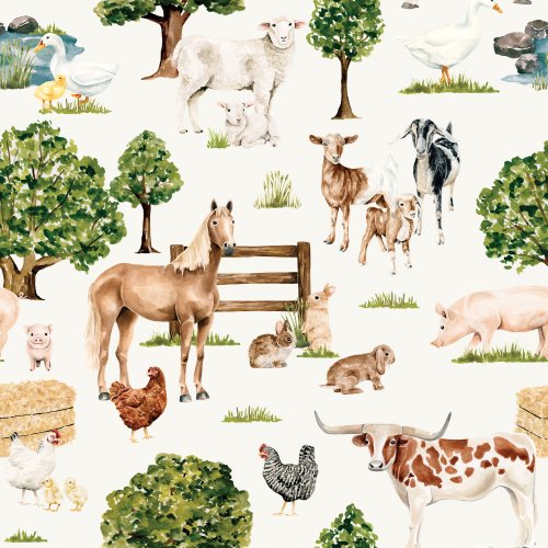 farm animals in meadow