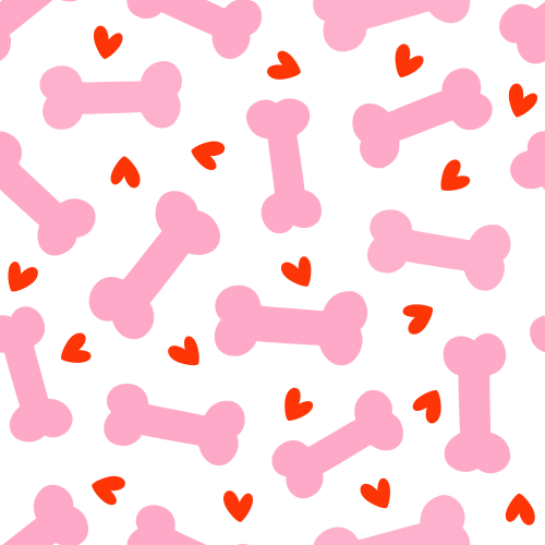 Dog Bones and Hearts Valentines Day pink on white