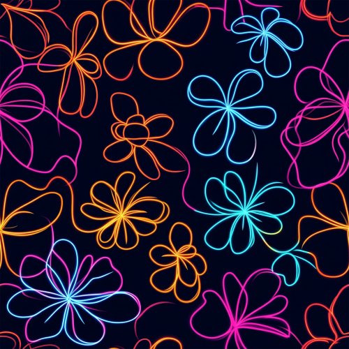 bright neon floral outline