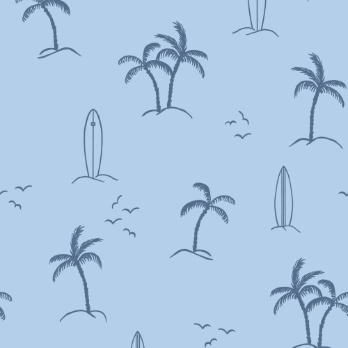 surf board an palm trees