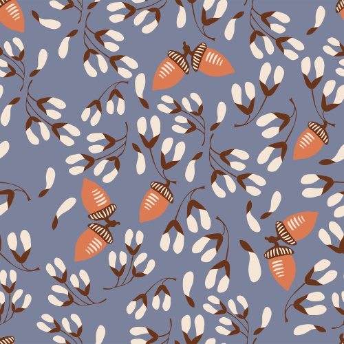 Acorns and Whirlygigs in a random toss pattern