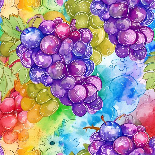 grapes on rainbow background