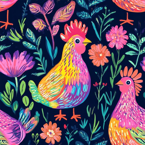 bright colorful chicken design