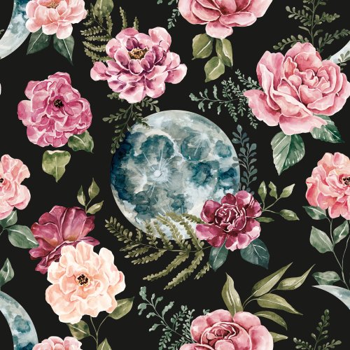 full moon halloween floral