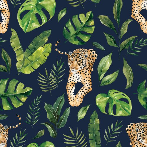 jungle leaves and jaguar design