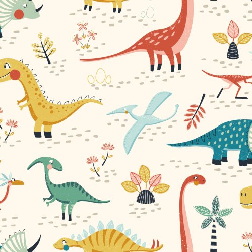 variety of colorful dinosaurs