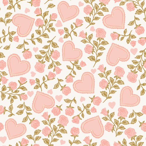 pink hearts and roses valentine fabric