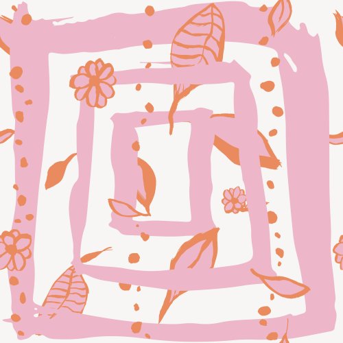 Hand painted squares, leaves and spots, abstract and earthy, looks great a different scales. 