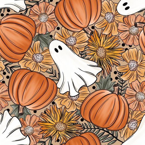 ghost and pumpkin floral design