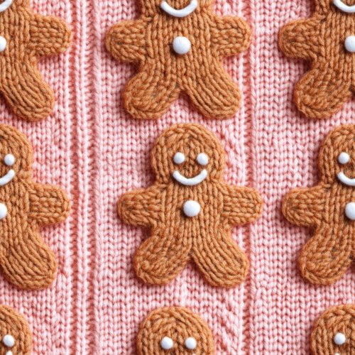 knitted gingerbread on pink background