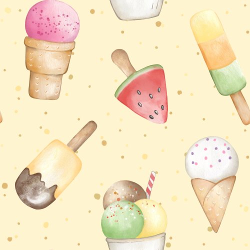 Hand painted pattern. Ice creams.