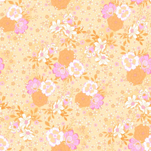 Springtime vintage flowers on pink and orange