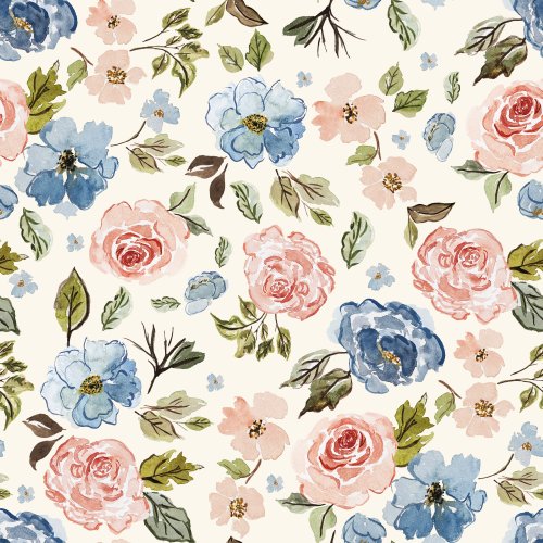 pink and blue floral design