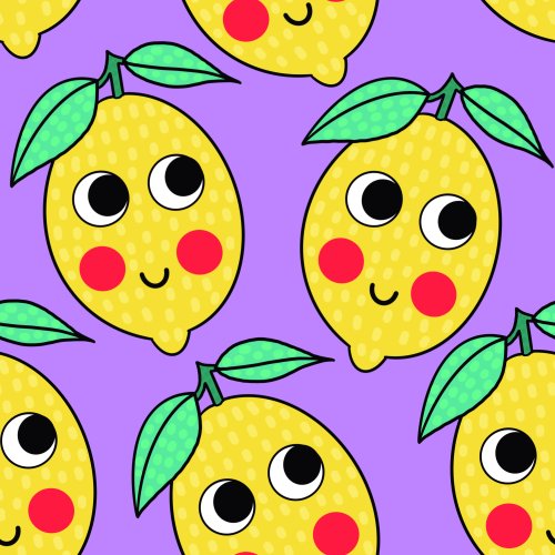 bright colorful lemons with smiley faces