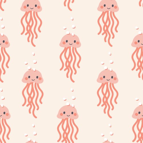 Jellyfish floating in the bubbles.