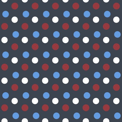red white and blue dots on a solid background