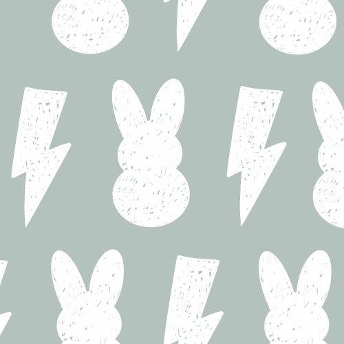 Lightning bolts and textured bunny silhouettes.