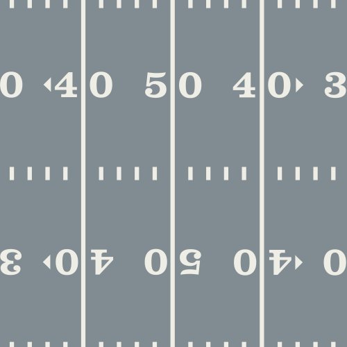  Illustration of an American football field in gray or gold with yard lines and numbers in white, designed to resemble a vintage sports field.