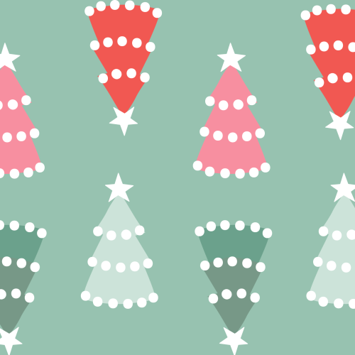 pink and green christmas trees