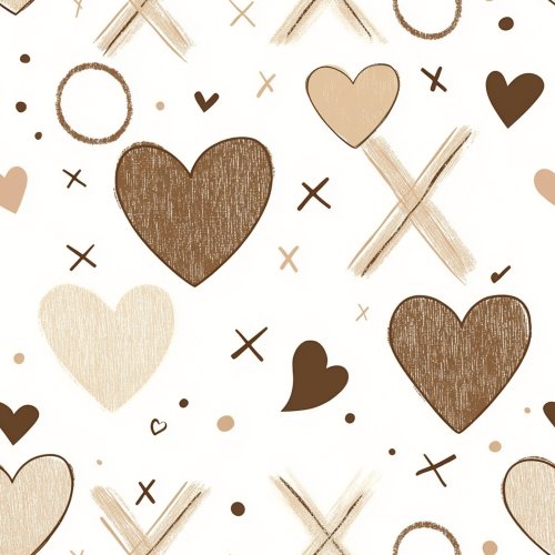 brown and tan hearts and XOXO valentine's day design