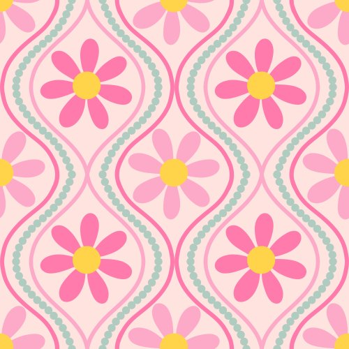 Retro daisy stripes in pink