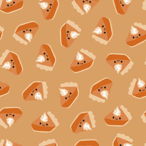 kawaii style slices of pumpkin pie