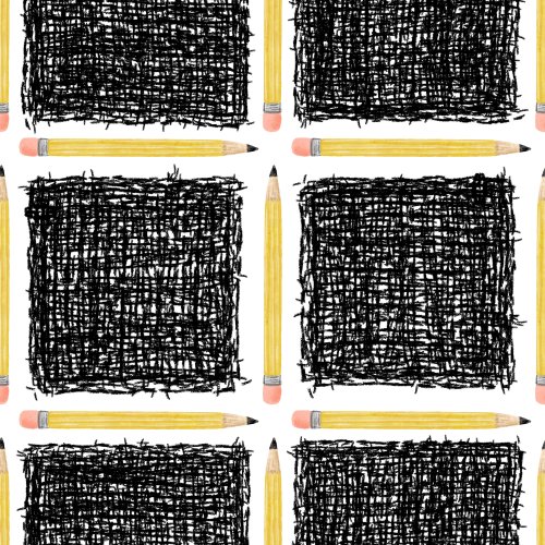 cute yellow pencils with scribble checker pattern black and white for kids and teachers for back to school 