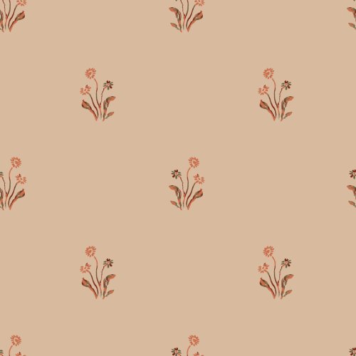 a simple handpainted floral block pattern on a pink beige background