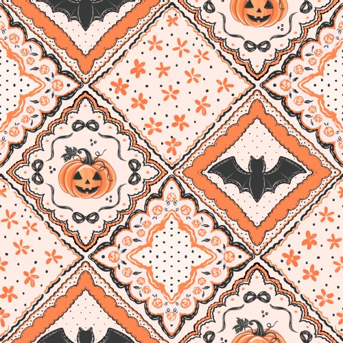 Hankey patchwork with pumpkins, bats and florals 