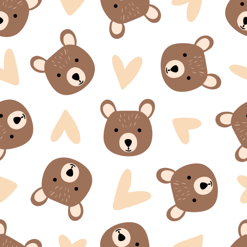 Cute bear faces with hearts, non directional 