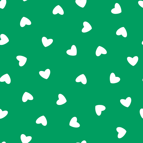 Cute tossed white hearts on different shades of greens