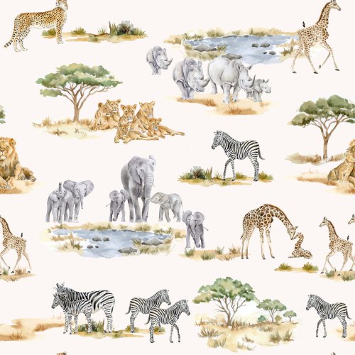 watercolor safari animals in gender neutral color palette