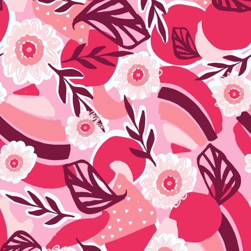 Cherry Berry Summer Tropical Paper Cutouts leaves and flowers in Red, pink and burgandy