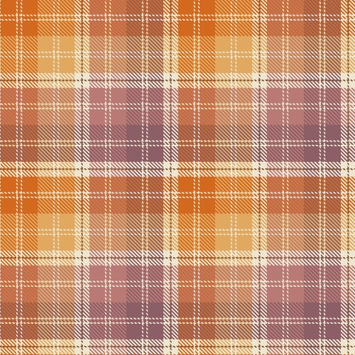 warm colors purple, golden yellow, orange, cream, tartan plaid pattern