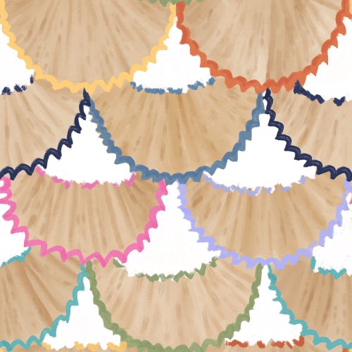 whimsical colored pencil shavings in a scalloped pattern for girls back to school