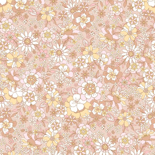 blush pink and brown retro floral design