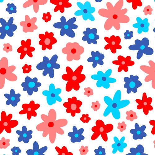 Red, pink, blue florals Fourth of July