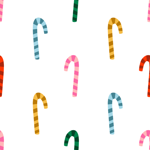 Cute Christmas Candy Canes green, red, pink, yellow, blue 