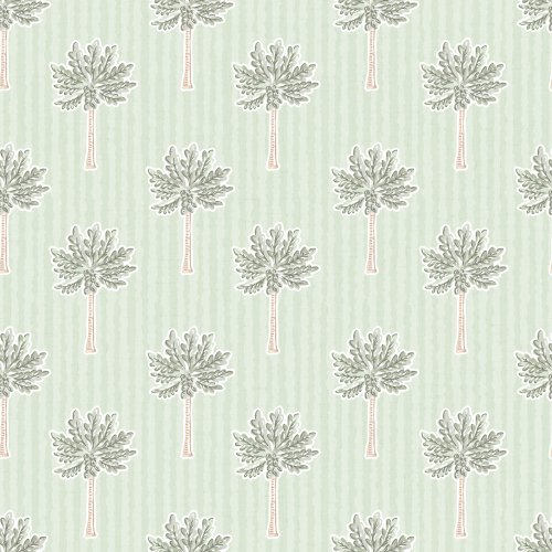Boho Dinosaur Safari Palm trees on vertical pinstripes in sage green
