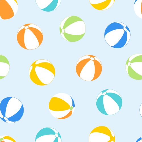 Tossed beach balls in colours blue, green, yellow, orange, aqua blue