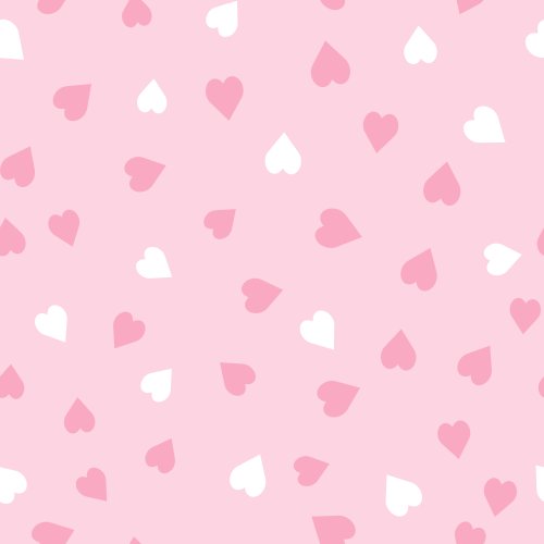 Scattered pink and white hearts on a pale pink background.
