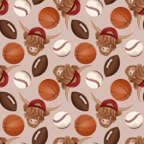 highland cow and sports balls