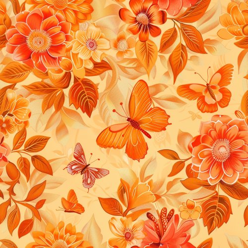 orange butterfly floral design