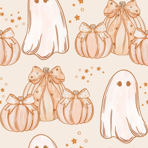 pink ghost and pumpkin