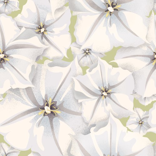 Large Moon Vine Flowers mass on a light green background